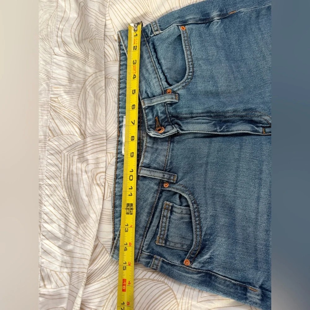 Zara Wide-Leg Flare Jeans - Medium Blue Denim - Picture 8 of 11